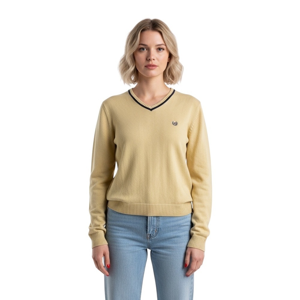 CHAPS YELLOW  100% COTTO KNIT SWEATER LONG SLEEVE TOP WARM UNISEX SIZE SMALL